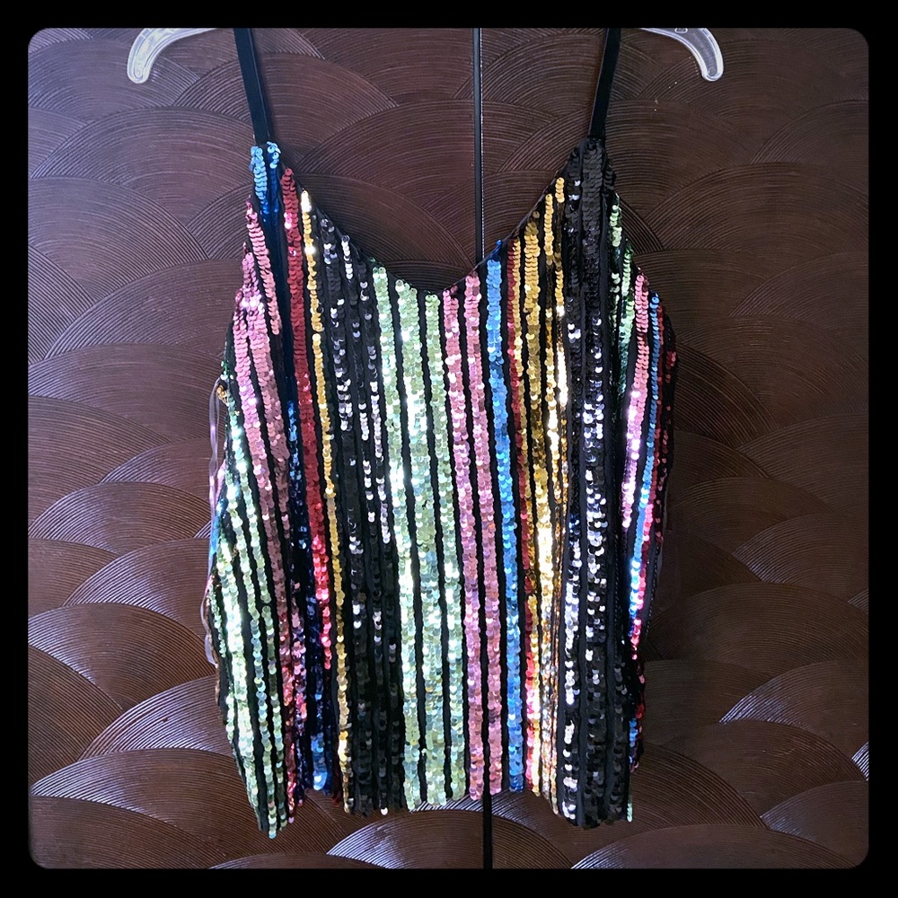 INC multi-colored sequin cami, L
